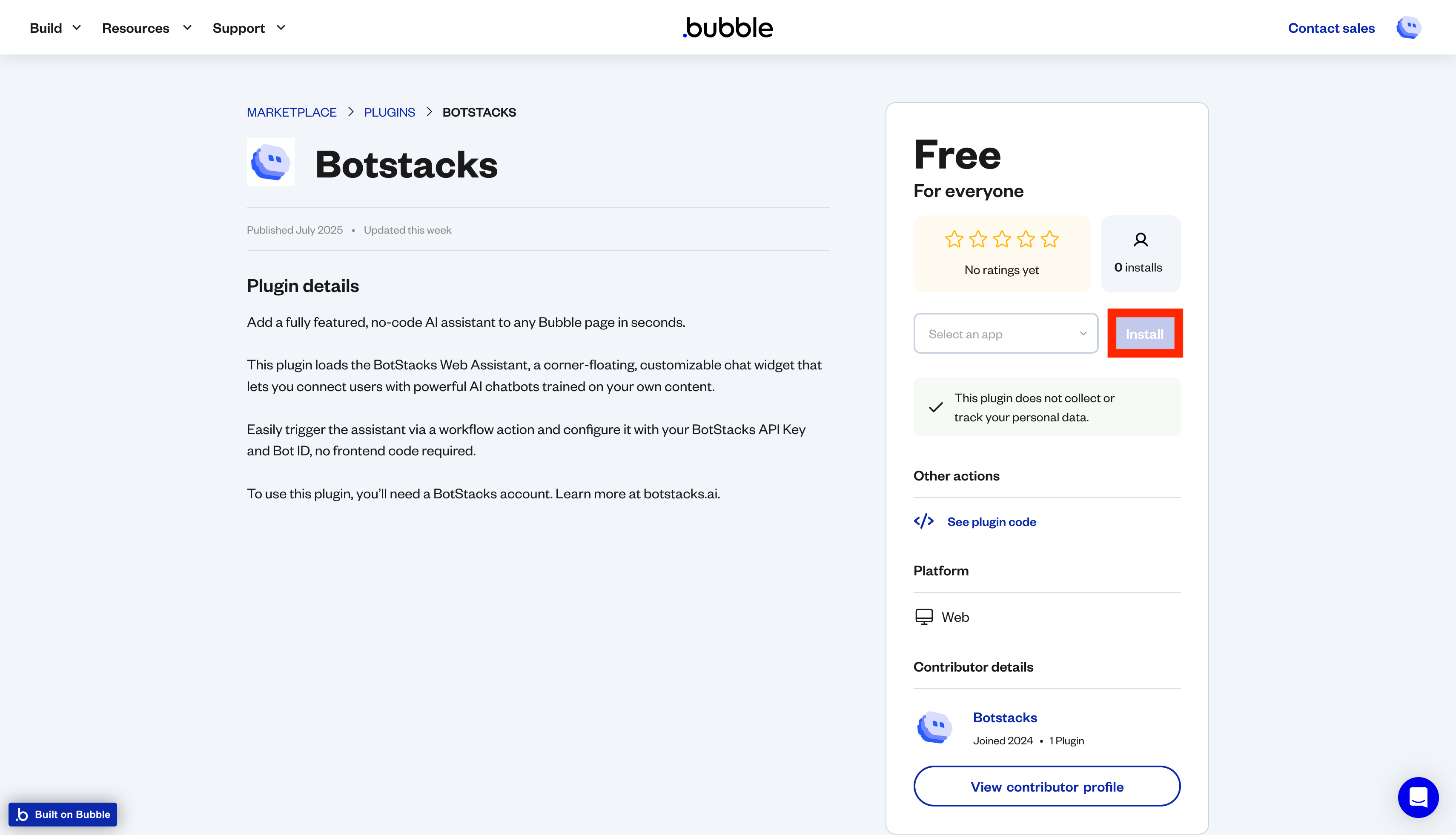 Bubble plugin installation